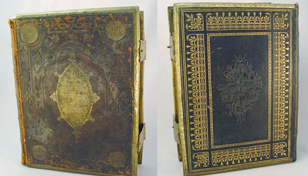 PAIR 19TH CENTURY BIBLES JOHN BROWN, SCOTLAND