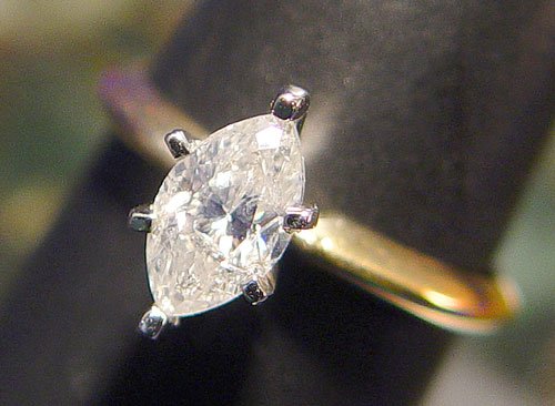 MARQUISE DIAMOND SOLITAIRE RING .80 ct 14K Sze 6