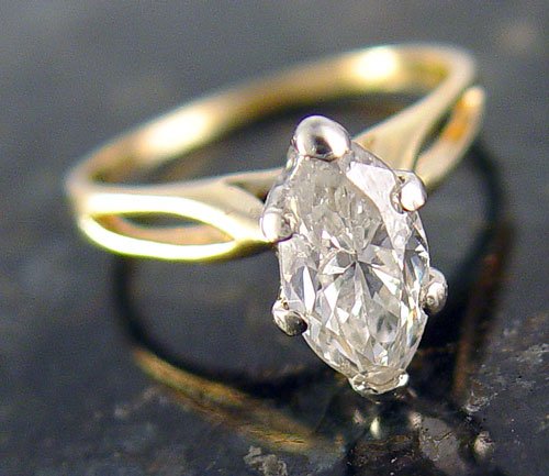 1.47 CT MARQUISE DIAMOND SOLITAIRE 14k RING sz 7