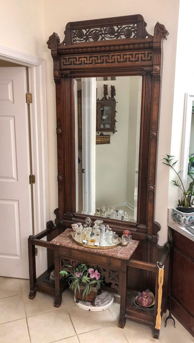VICTORIAN AESTHETIC MOVEMENT MARBLE TOP HALL TREE Jan 27, 2019 Burchard Galleries Inc in FL