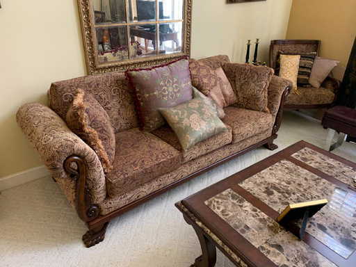 Carved Sofa And 2 Chairs