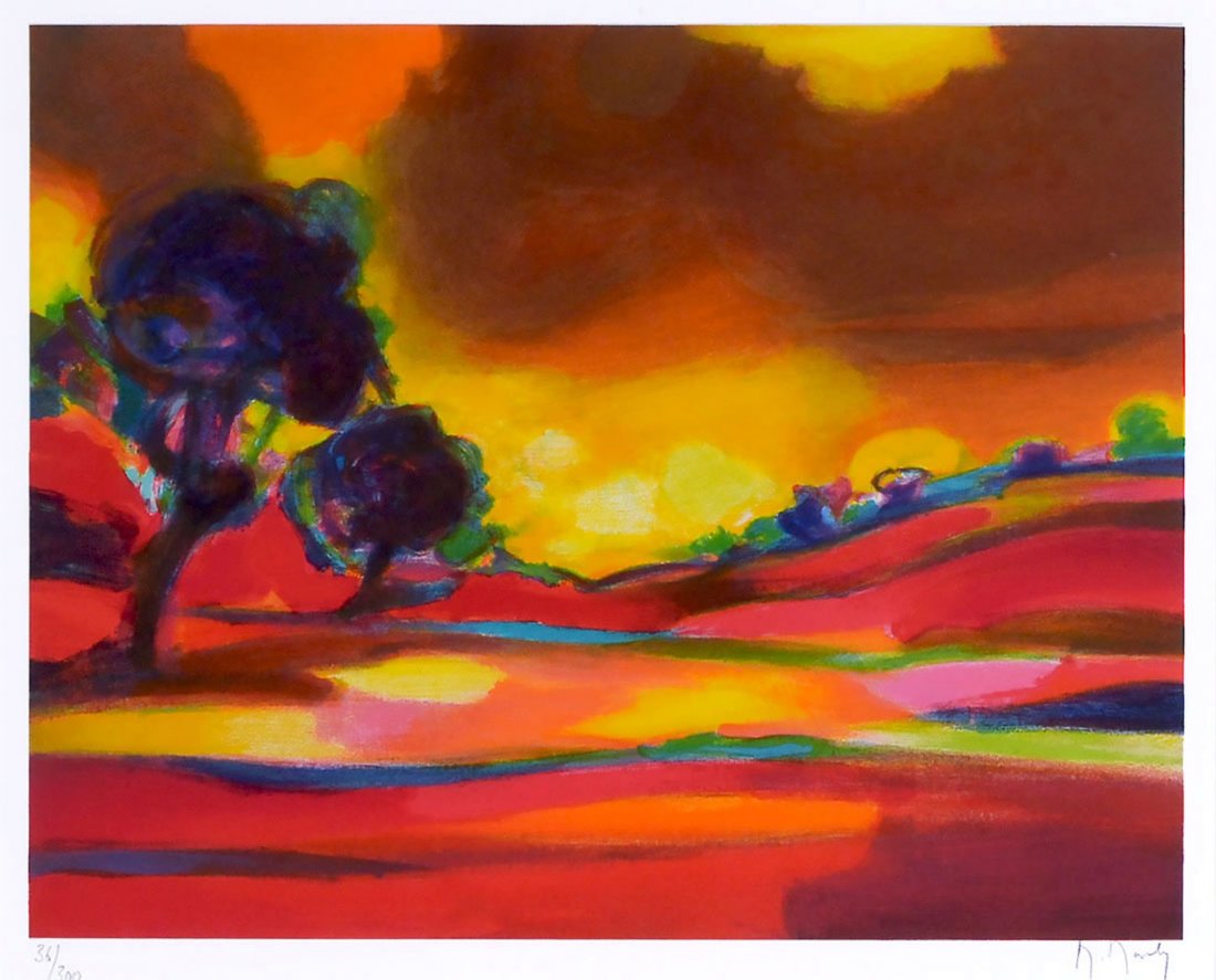 LARGE MARCEL MOULY LITHOGRAPH ''L' ORAGE'': MOULY, Marcel, (French, 1918-2008): ''L' Orage Lithograph in Color'', Site size is 18'' x 22'', pencil signed lower right and numbered 36 of 300 lower left, framed 33'' x 37'', sold with park west COA