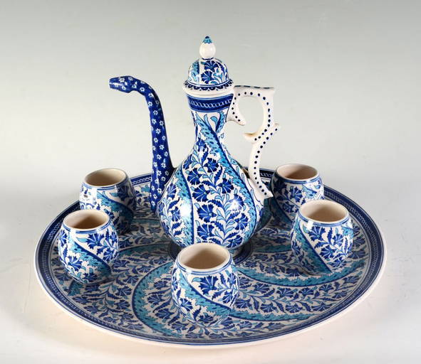 KUTAHYA TURKISH CERAMIC TEA SET WITH UNDER TRAY Mar 24, 2019 Burchard Galleries Inc in FL