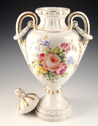 HAND PAINTED FAIENCE COVERED VASE - 2