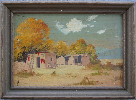 WILLARD PAGE SOUTHWEST ADOBE HUT PAINTING