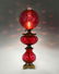 LARGE CRANBERRY GLASS HURRICANE LAMP