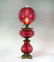 LARGE CRANBERRY GLASS HURRICANE LAMP - 2