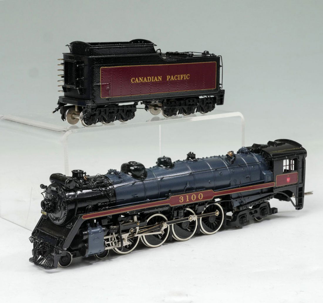 SAMHINGSA/VAN HOBBIES CANADIAN PACIFIC RAILWAY K-1A: SAMHINGSA/VAN HOBBIES CANADIAN PACIFIC RAILWAY K-1A ENGINE & TENDER: Black, dark blue & maroon painted Canadian Pacific Railway K-1a 4-8-4 "3100, Northern" #3100 model train Engine & Tender, by Samhon