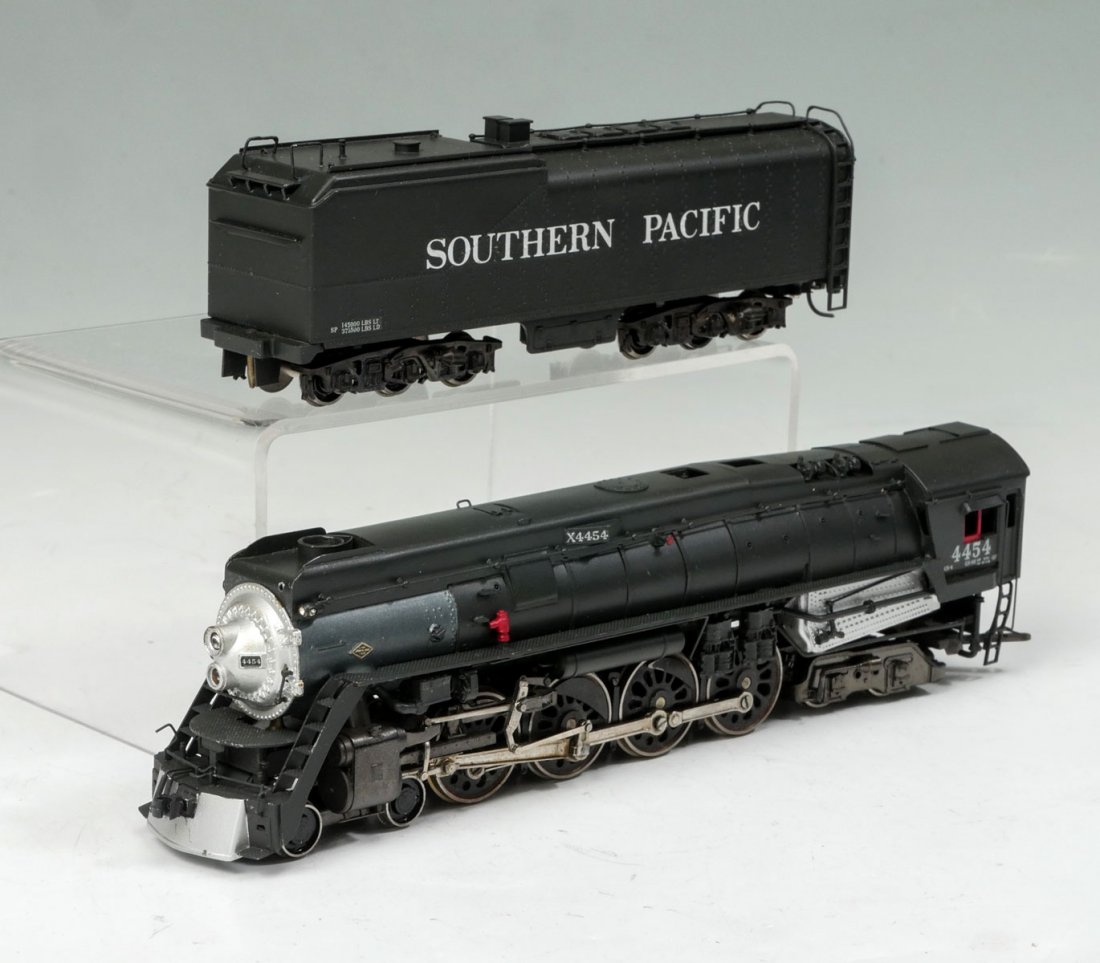 MAX GRAY/KTM SOUTHERN PACIFIC GS-4: MAX GRAY/KTM SOUTHERN PACIFIC GS-4 ENGINE & TENDER: Southern Pacific GS-4 4-8-4 model train Engine & Tender, by Max Gray/KTM, 1963-70. Resides in a KTM box. Approx. 3" h x 11.5" l x 7" w.