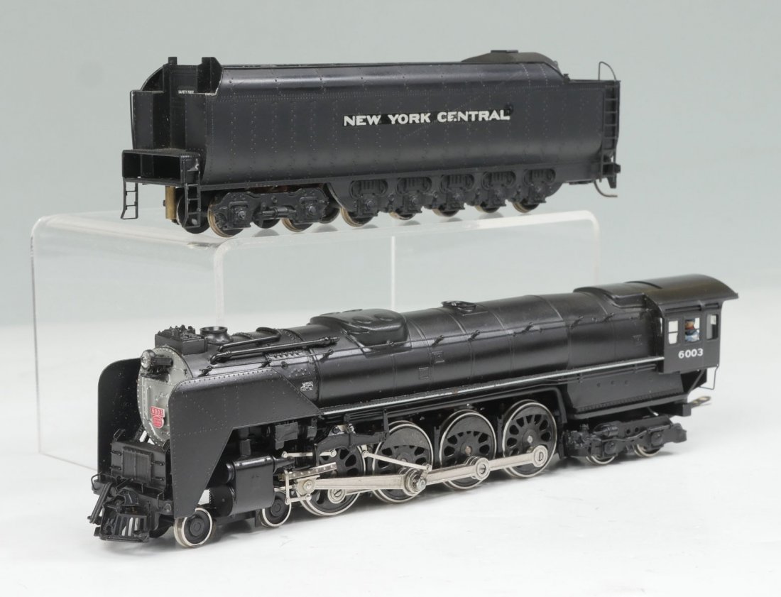 NICKEL PLATE/ KMT NEW YORK CENTRAL: NICKEL PLATE/ KMT NEW YORK CENTRAL PAINTED BRASS ENGINE & TENDER: New York Central 4-8-4 "Niagara" model train Engine & Tender #6003, by Nickel Plate Products for KMT, 1977. In original box. Approx. 2