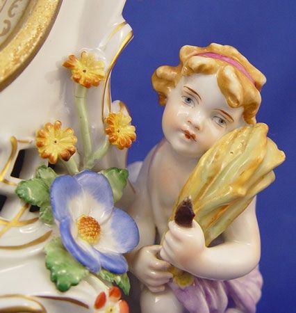 VON SCHIERHOLZ PUTTI PORCELAIN MANTLE CLOCK - 4
