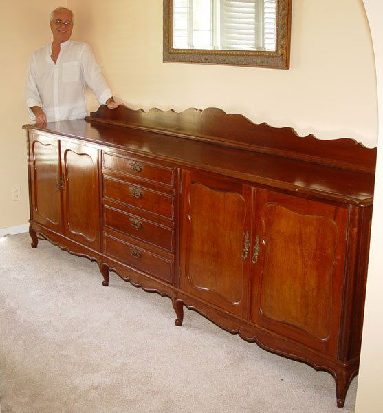 243 10 FT LONG COUNTRY FRENCH STYLE WALNUT SIDEBOARD