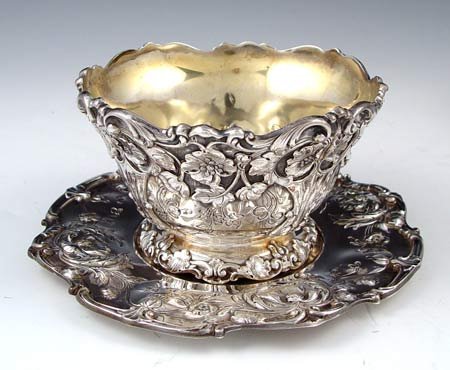 PAIR REED & BARTON STERLING CHASED BOWL & PLATE - 2