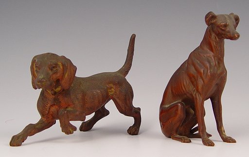 2 PIECE AUSTRIAN BRONZE GREYHOUND & POINTER