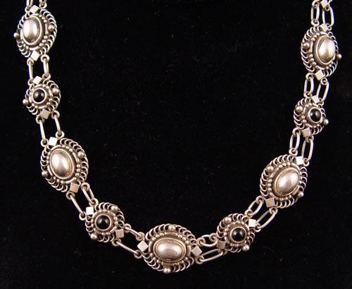 GEORG JENSEN STERLING AND BLACK ONYX NECKLACE - 2