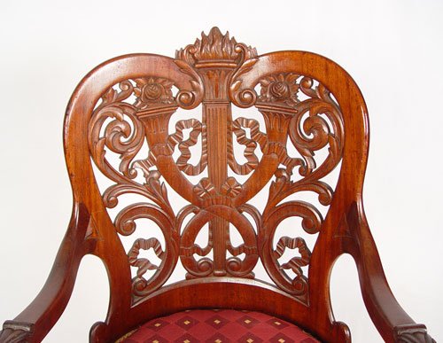 GEORGE HENKELS CARVED & LAMINATED ARM CHAIR - 2