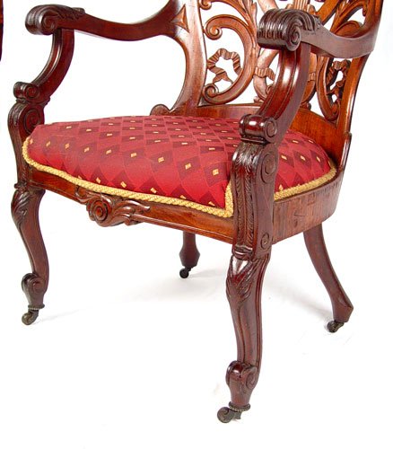 GEORGE HENKELS CARVED & LAMINATED ARM CHAIR - 3