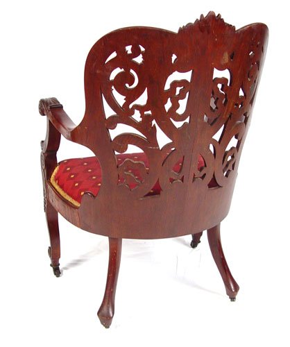GEORGE HENKELS CARVED & LAMINATED ARM CHAIR - 4