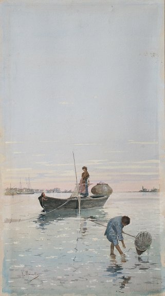 RAFFAELLE MAINELLA ITALIAN PAINTING FISHING
