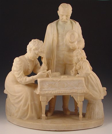 CARVED CIVIL WAR ALABASTER SCULPTURE