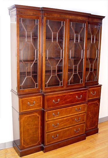 BAKER MAHOGANY BREAKFRONT CHINA CABINET SECRETARY