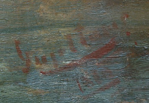 PAIR OF ILLEGIBLY SIGNED 19TH HARBOR PAINTINGS - 5