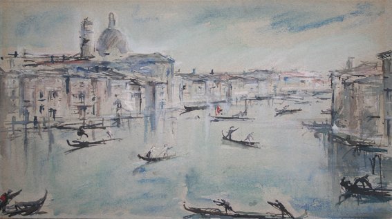 2 BRUNO MARTINI VENETIAN CANAL ITALIAN PAINTINGS - 3