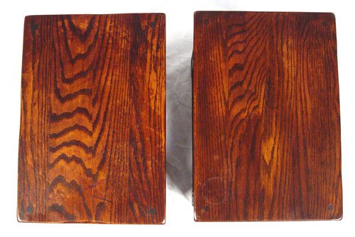 EARLY 20TH C ARTS & CRAFTS OAK CARVED OAK STANDS - 2