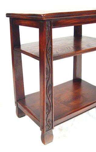 EARLY 20TH C ARTS & CRAFTS OAK CARVED OAK STANDS - 4