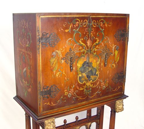 EARLY 20TH C PAINT DECORATED CHEST ON STAND - 2