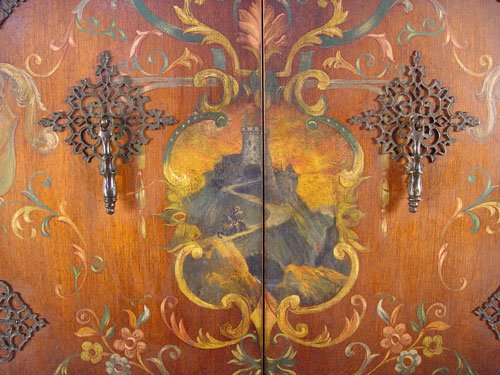 EARLY 20TH C PAINT DECORATED CHEST ON STAND - 4