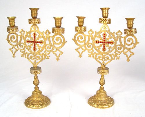 MONSTRANCE RELIQIQUARY PR ALTAR CANDLE HOLDERS - 2