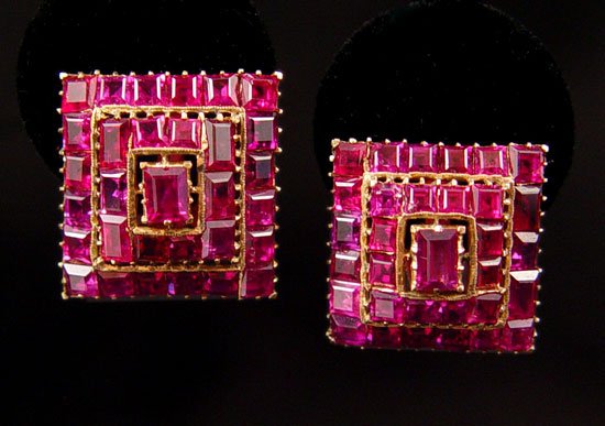 stunning 12 CTW RUBY EARRINGS 14K 11.2 GRAMS
