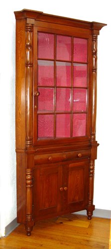 19th C EMPIRE AMERICAN CORNER CUPBOARD cabinet