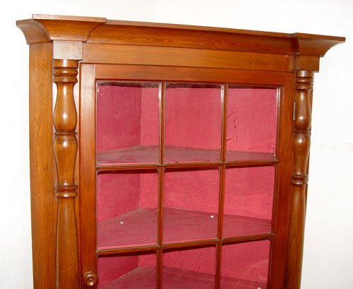 19th C EMPIRE AMERICAN CORNER CUPBOARD cabinet - 2