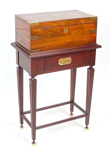 19TH C LAP DESK WITH LATER CUSTOM STAND