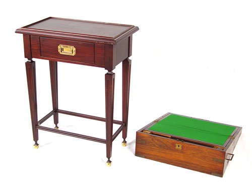 19TH C LAP DESK WITH LATER CUSTOM STAND - 2