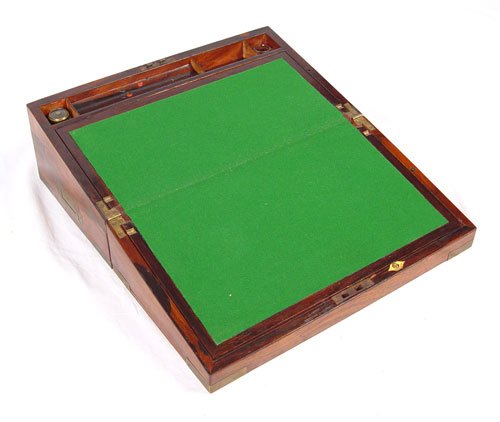 19TH C LAP DESK WITH LATER CUSTOM STAND - 5