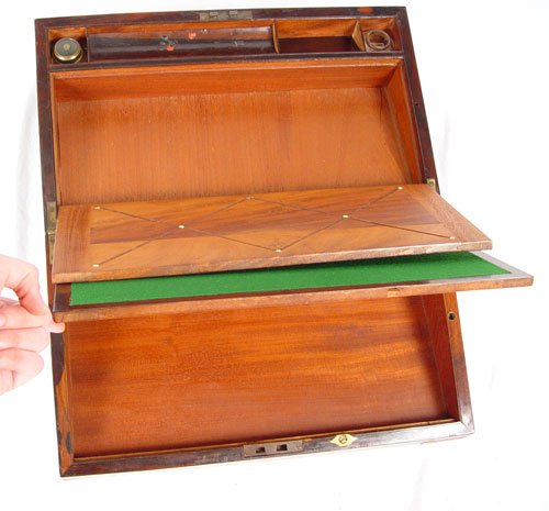 19TH C LAP DESK WITH LATER CUSTOM STAND - 6