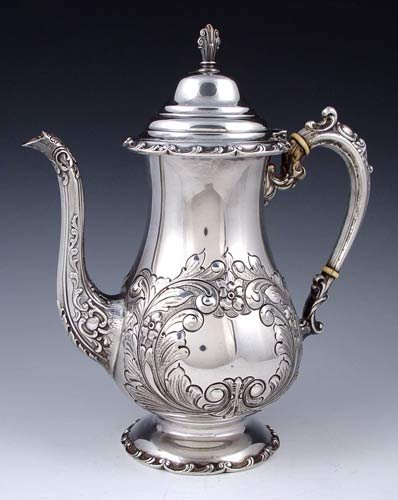 6 PIECE HAND CHASED STERLING TEA SERVICE - 4
