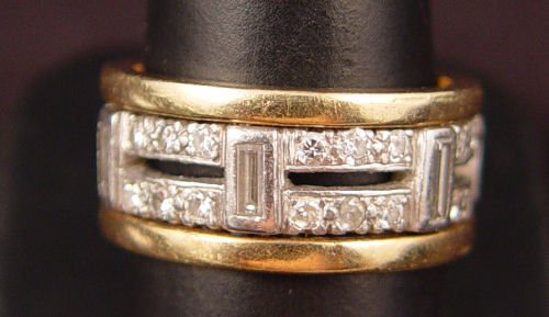 PLATINUM & 14K DIAMOND WEDDING BAND 14.8 gr SZ 8.