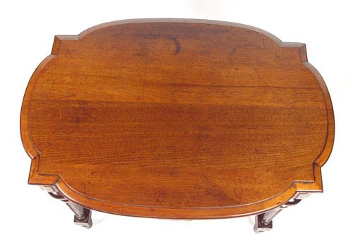WALNUT TURTLE TOP VICTORIAN PARLOR TABLE - 2