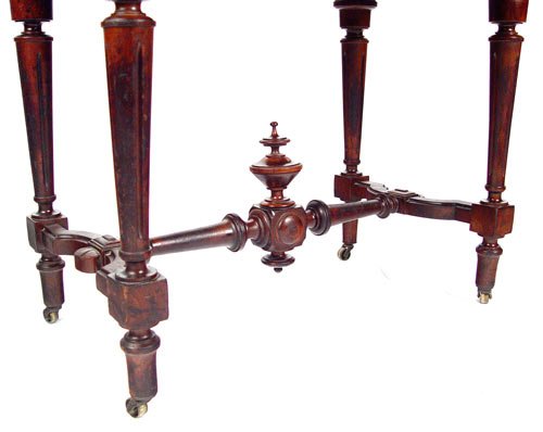 WALNUT TURTLE TOP VICTORIAN PARLOR TABLE - 4