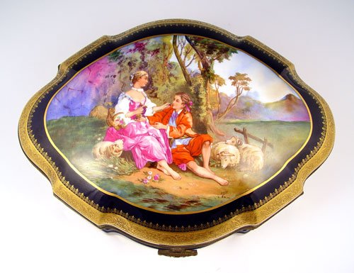 FRENCH PORCELAIN COBALT AND GILT BOX - 2