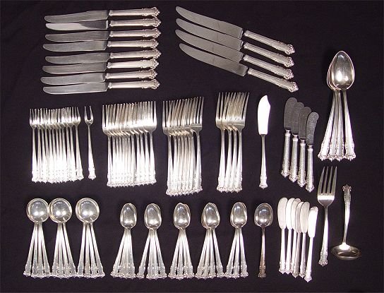 98 pc LUNT ENGLISH SHELL STERLING FLATWARE