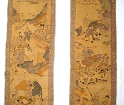 7 CHINESE METALLIC THREAD TAPESTRIES CA. 1900 - 2