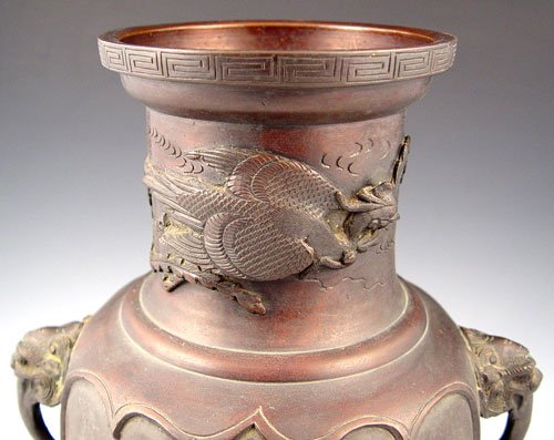 BRONZE ORIENTAL VASE - 3