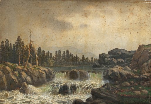 AMERICAN SCHOOL RIVER RAPIDS PAINTING