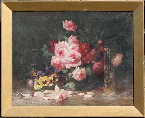 F.M. FENETTI FLORAL STILL LIFE ROSES PAINTING - 2