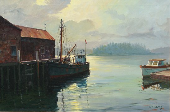 WILLIAM HUGHES GLOUCESTER BOATHOUSE PAINTING